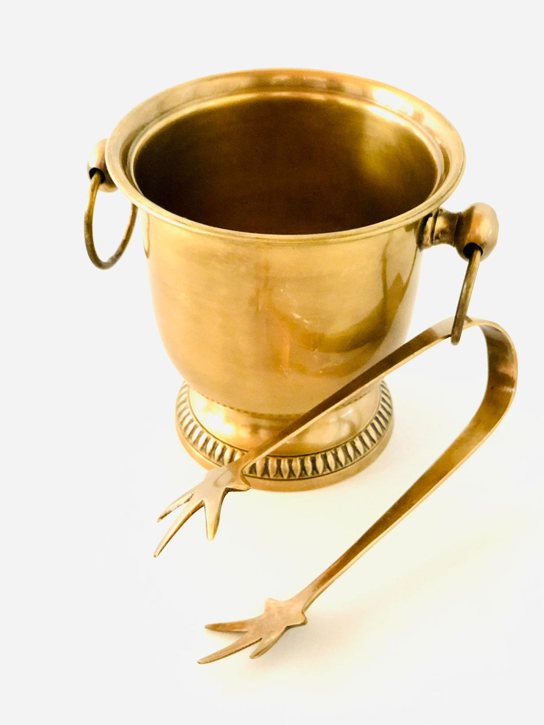 Mini Antique Brass Ice Bucket with Tongs